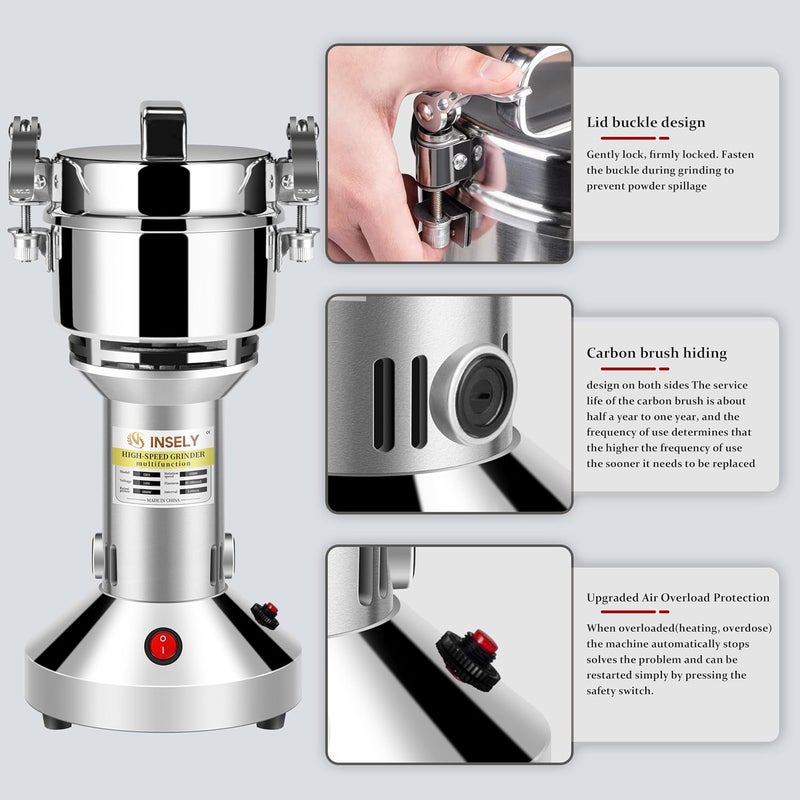 INSELY 150g Grain Mill, flour mill grinder for home, Electric Stainless Steel Grain Grinder for Wheat, Spices, coffee,Corn and Other Dry Food Grinders for Kitchen - Image 5
